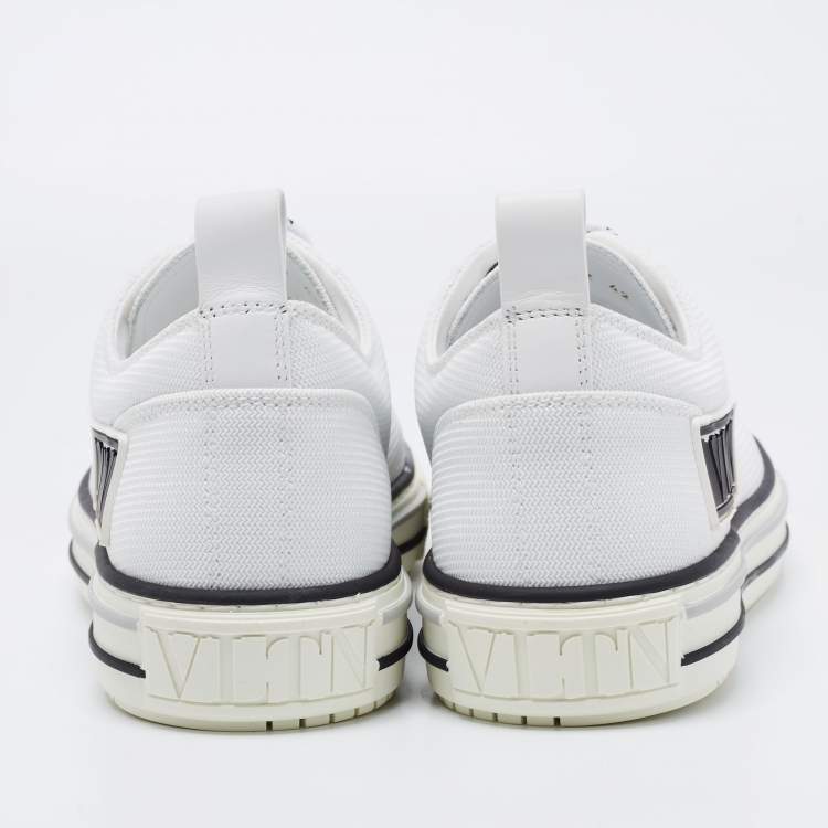 Pre Owned Valentino White Canvas VLTN  Low Top Sneakers Size 42