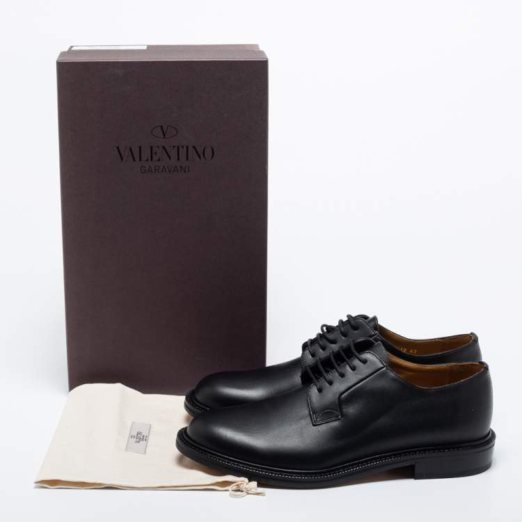 Pre Owned Valentino Black Leather Lace-Up Derby Size 42