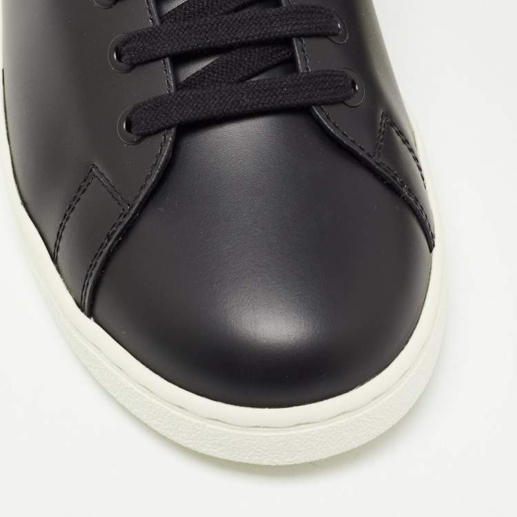 Pre Owned Valentino Black Leather VLogo Low Top Sneakers Size 42 