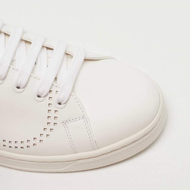 Pre Owned Valentino Garavani White Leather V-Logo Low Top Sneakers Size 39.5
