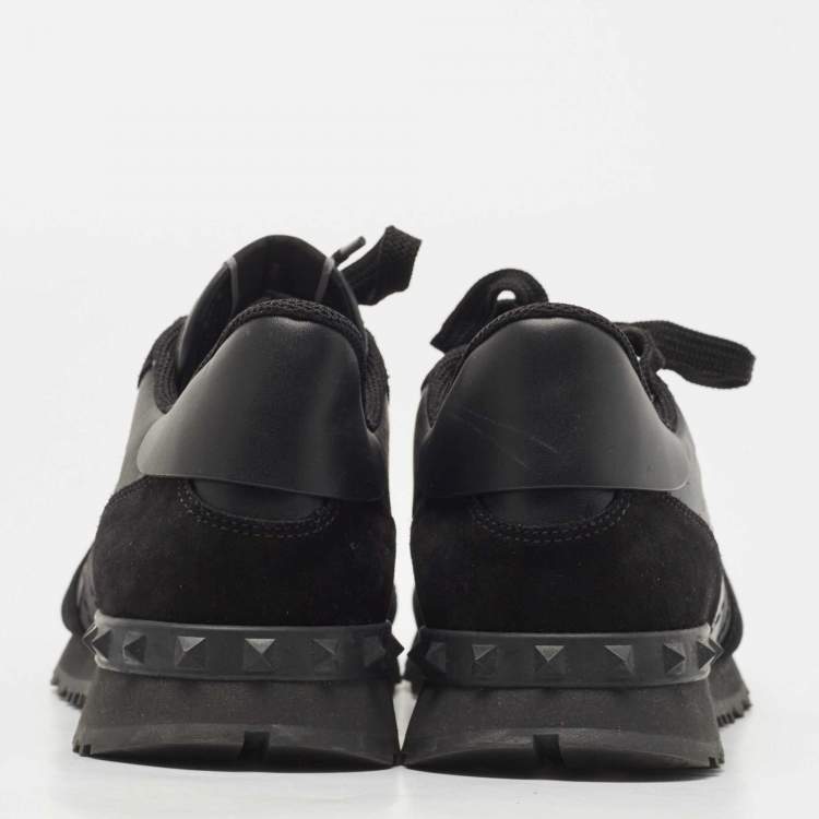 مملوكة مسبقًا Valentino Black Camouflage Print Canvas and Leather Rockrunner Sneakers Size 44