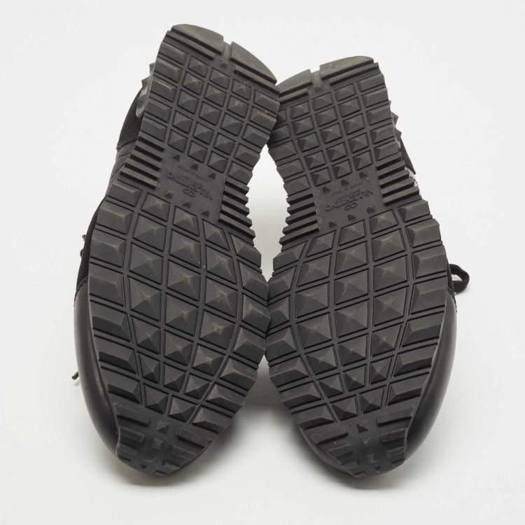 مملوكة مسبقًا Valentino Black Camouflage Print Canvas and Leather Rockrunner Sneakers Size 44