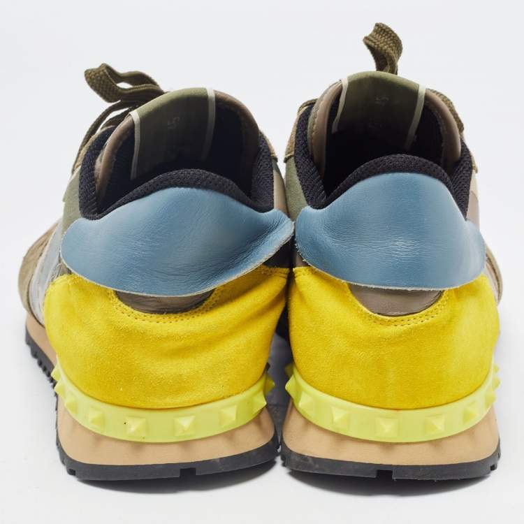 Pre Owned Valentino Multicolor Leather and Suede Rockrunner Sneakers Size 45
