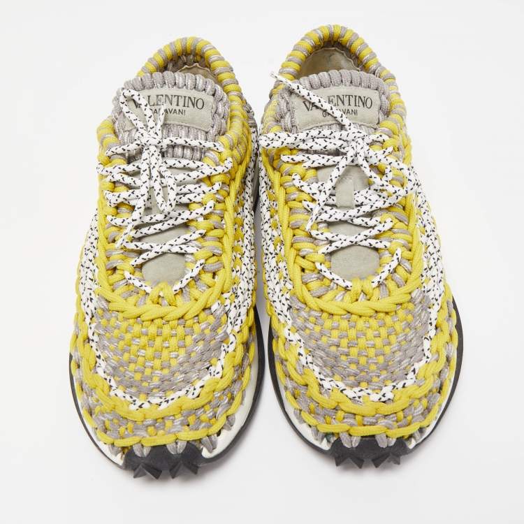 Pre Owned Valentino Tricolor Crochet Low Top Sneakers Size 41