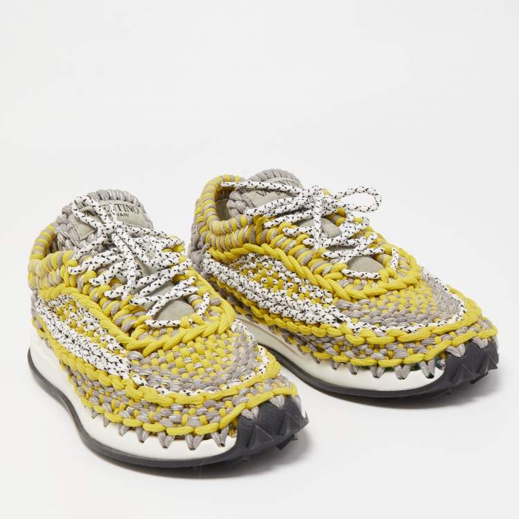 Pre Owned Valentino Tricolor Crochet Low Top Sneakers Size 41