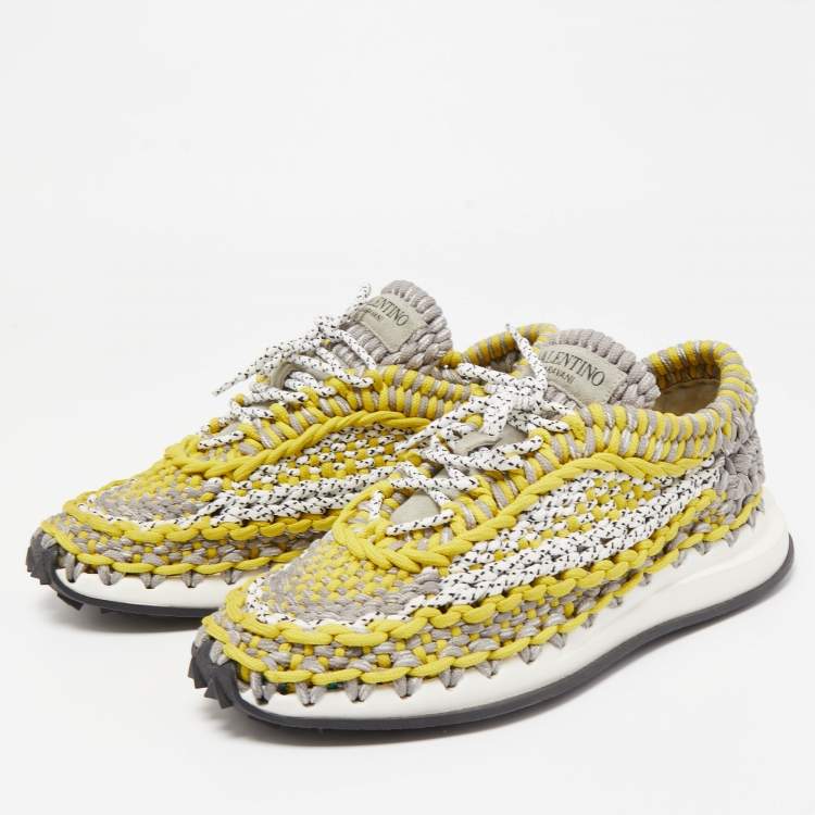 Pre Owned Valentino Tricolor Crochet Low Top Sneakers Size 41
