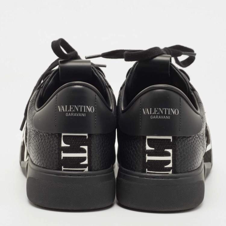 Pre Owned Valentino Black Leather VLTN Low Top Sneakers Size 42