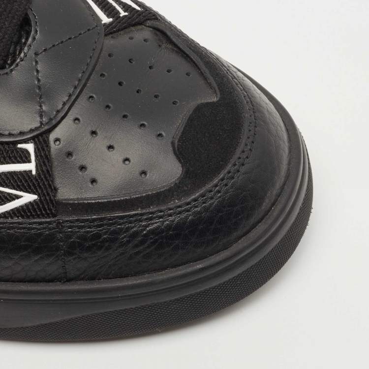 Pre Owned Valentino Black Leather VLTN Low Top Sneakers Size 42