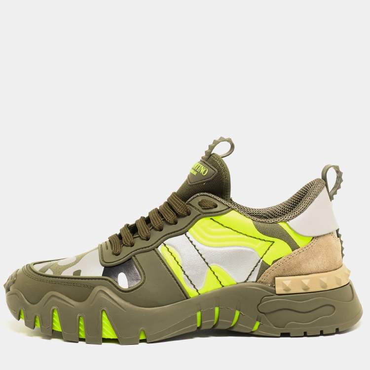Pre Owned Valentino Multicolor Suede and Canvas Rockrunnner Low Top Sneakers Size 40
