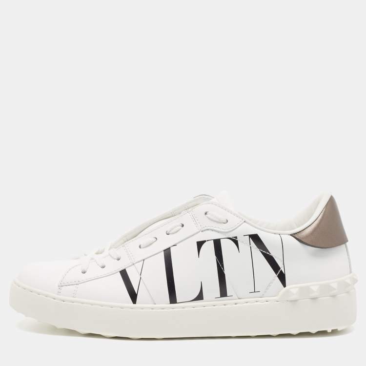 مملوكة مسبقًا Valentino White Leather VLTN Open Sneakers Size 40