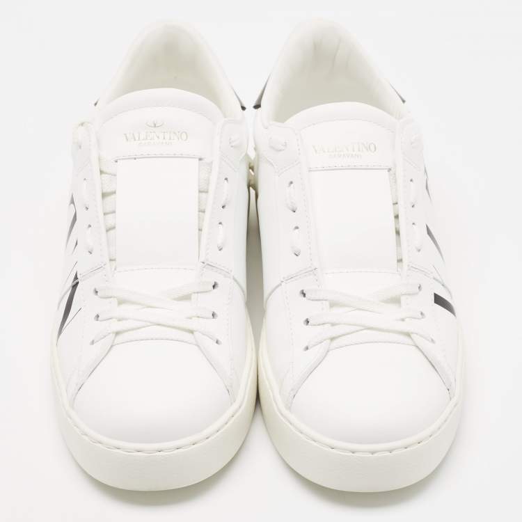 مملوكة مسبقًا Valentino White Leather VLTN Open Sneakers Size 40
