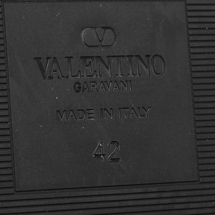Pre Owned Valentino Garavani Black Fabric and Leather Toile Iconographe VLogo Mules Size 42