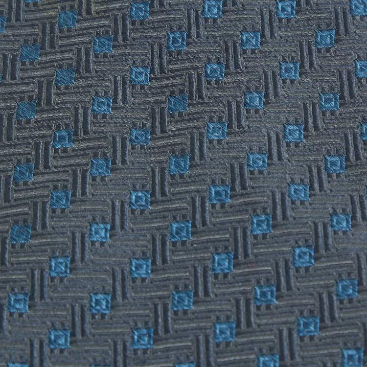 Pre Owned Valentino Cravatte Blue Patterned Silk Traditional Tie