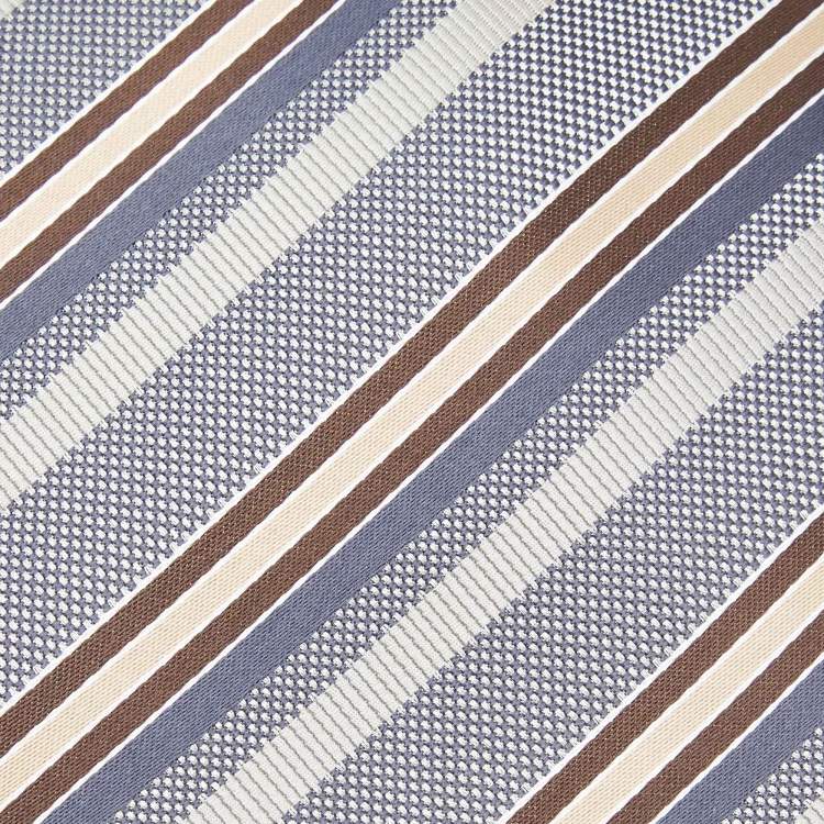 Pre Owned Valentino Vintage Multicolor Diagonal Striped Silk Traditional Tie 