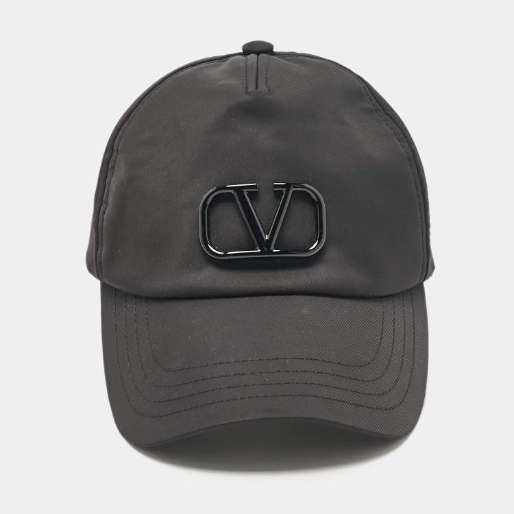 Pre Owned Valentino Black V-Logo Baseball Cap S