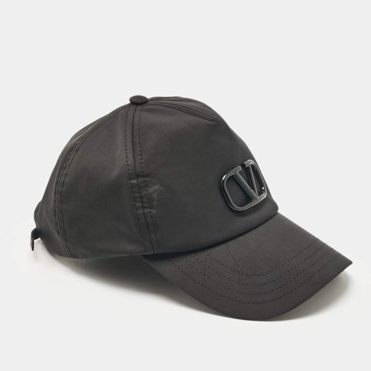 Pre Owned Valentino Black V-Logo Baseball Cap S