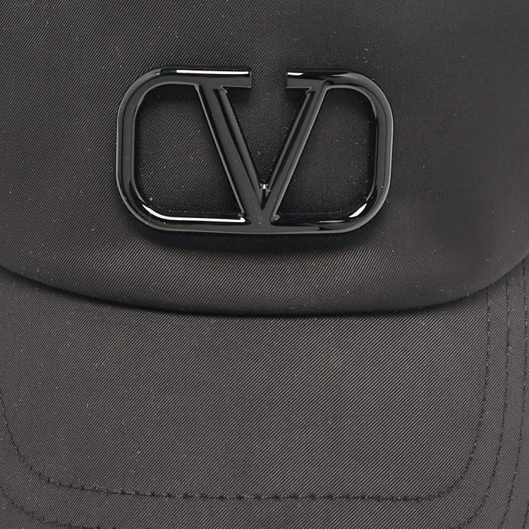 Pre Owned Valentino Black V-Logo Baseball Cap S