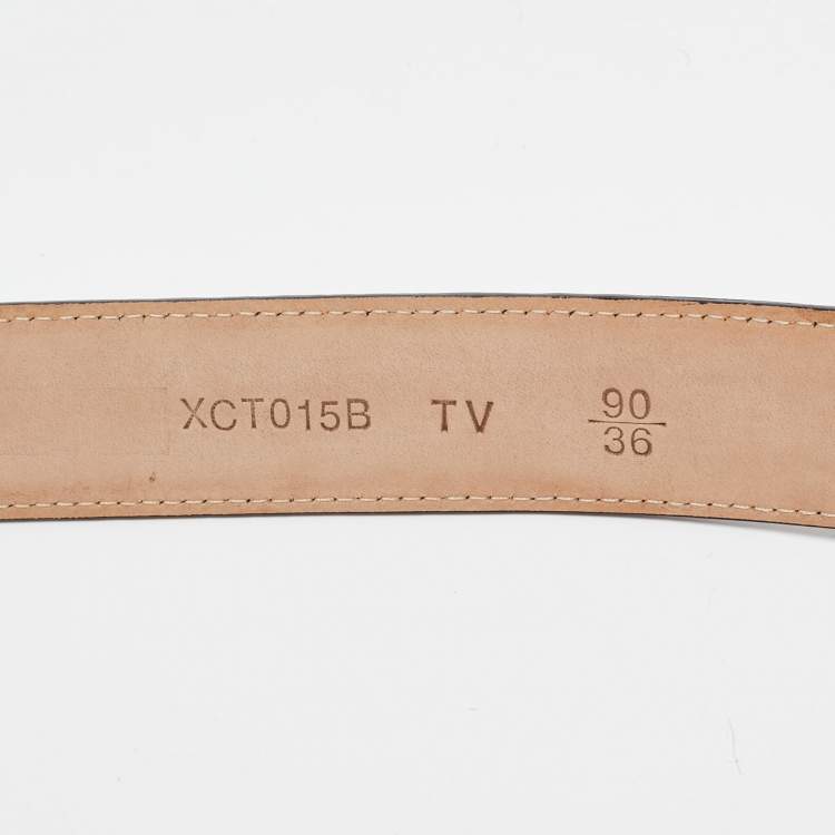 Pre Owned Valentino Metallic Leather Crystals Embellished Vlogo Buckle Belt 90CM