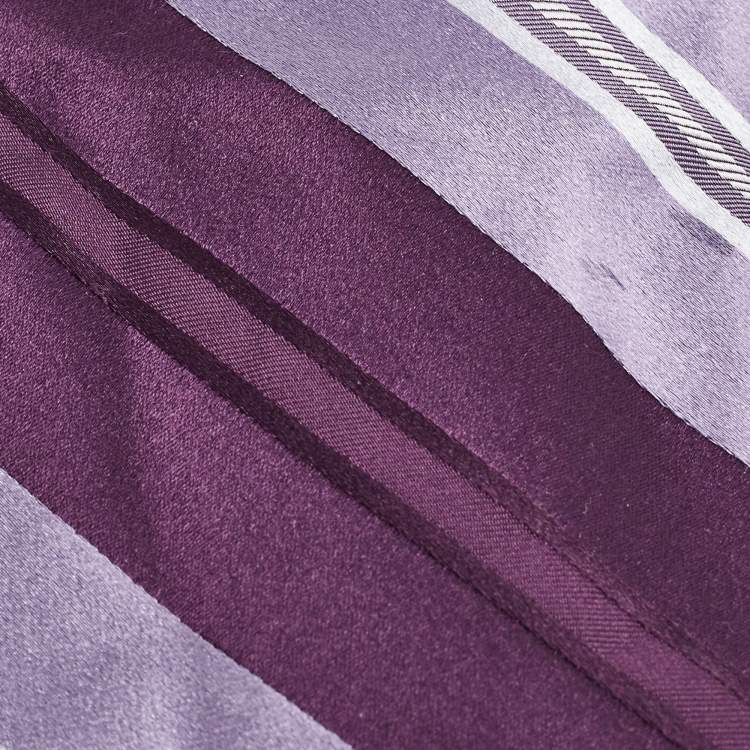 Pre Owned Valentino Purple Diagonal Striped Silk Tie