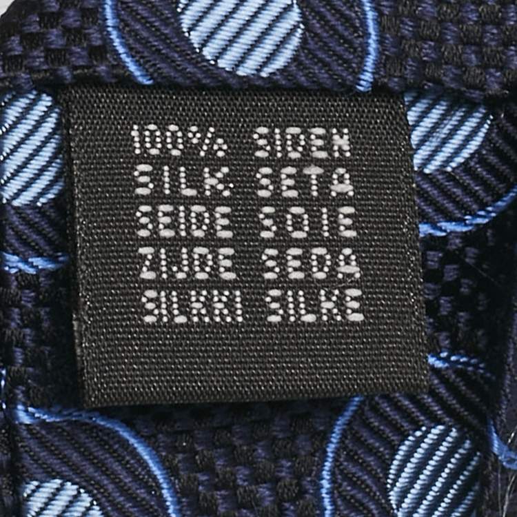 Pre Owned Gianfranco Valentino Vintage Navy Blue Patterned Silk Jacquard Traditional Tie