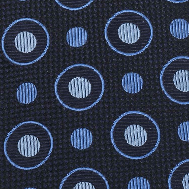 Pre Owned Gianfranco Valentino Vintage Navy Blue Patterned Silk Jacquard Traditional Tie