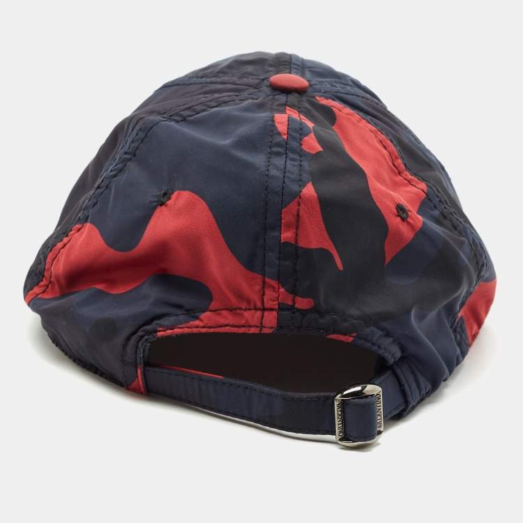 Pre Owned Valentino Navy Blue Camouflage Print Synthetic Baseball Hat Size 57