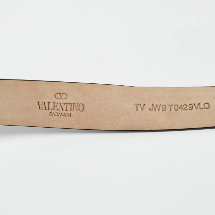 Pre Owned Valentino Black/Beige Leather VLogo Reversible Belt 95CM