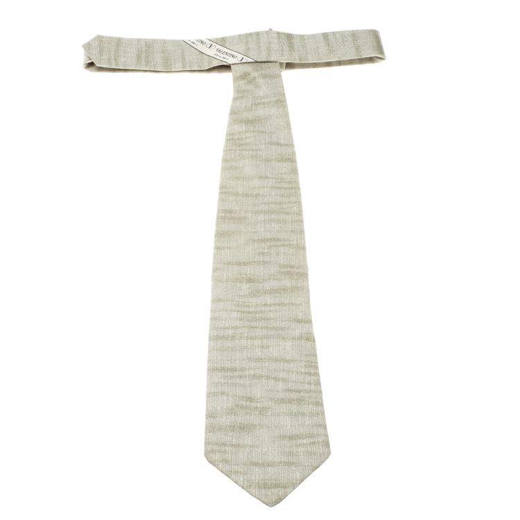 Pre Owned Valentino Vintage Grey Gradient Print Traditional Silk Tie