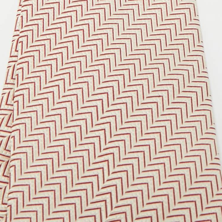 Pre Owned Valentino Beige Patterned Silk Tie