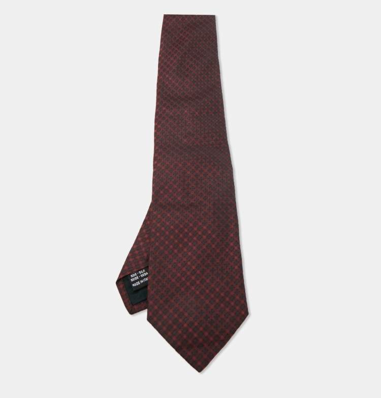 Pre Owned Valentino Burgundy Patterned Silk Tie