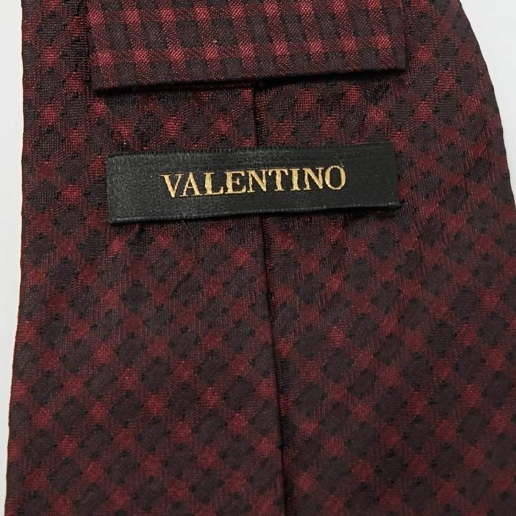 Pre Owned Valentino Burgundy Patterned Silk Tie