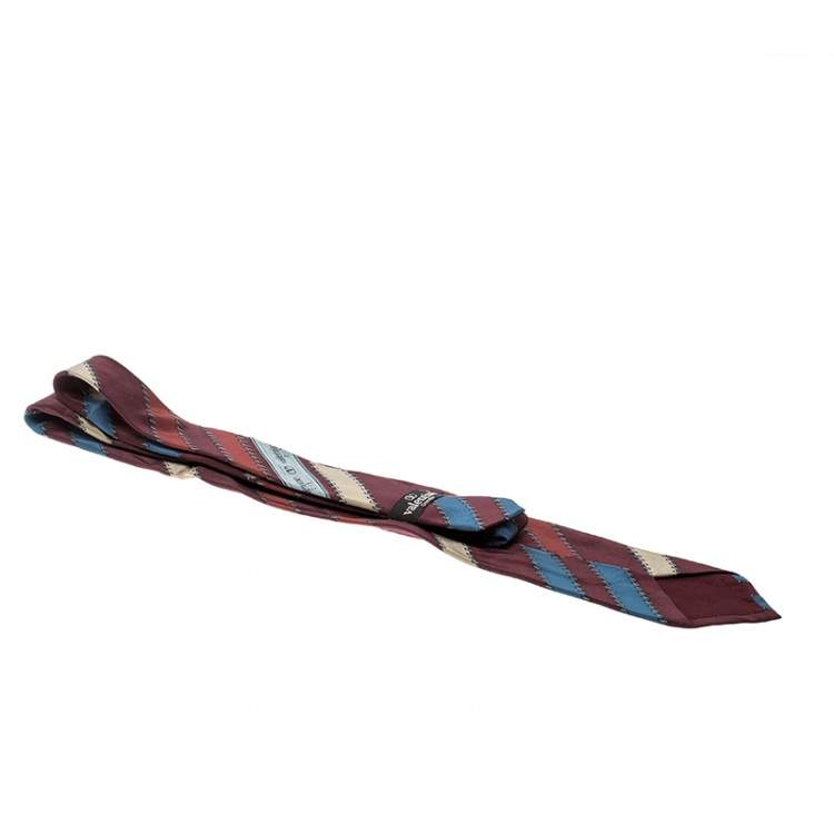 Pre Owned Valentino Cravatte Vintage Multicolor Striped Silk Tie