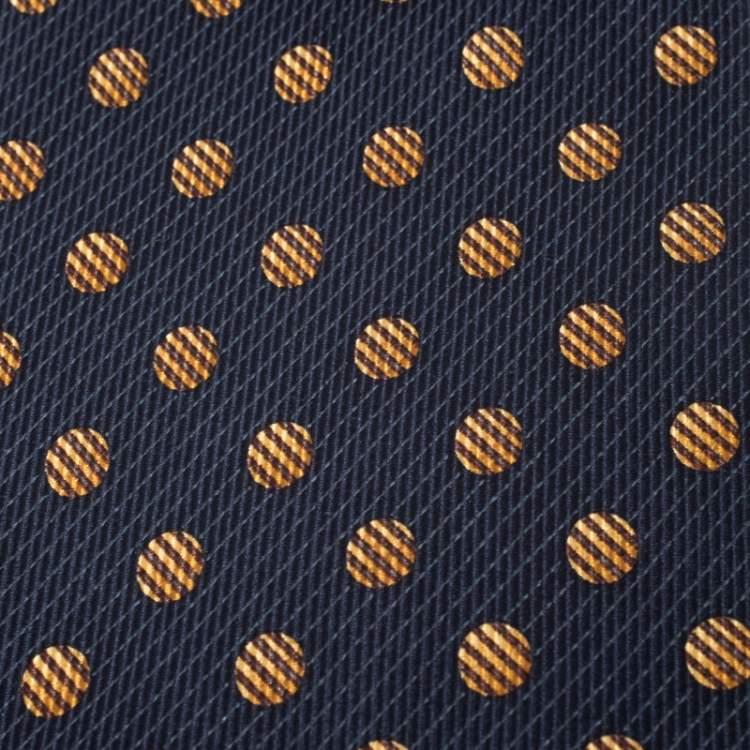 Pre Owned Valentino Vintage Blue Circle Print Silk Tie