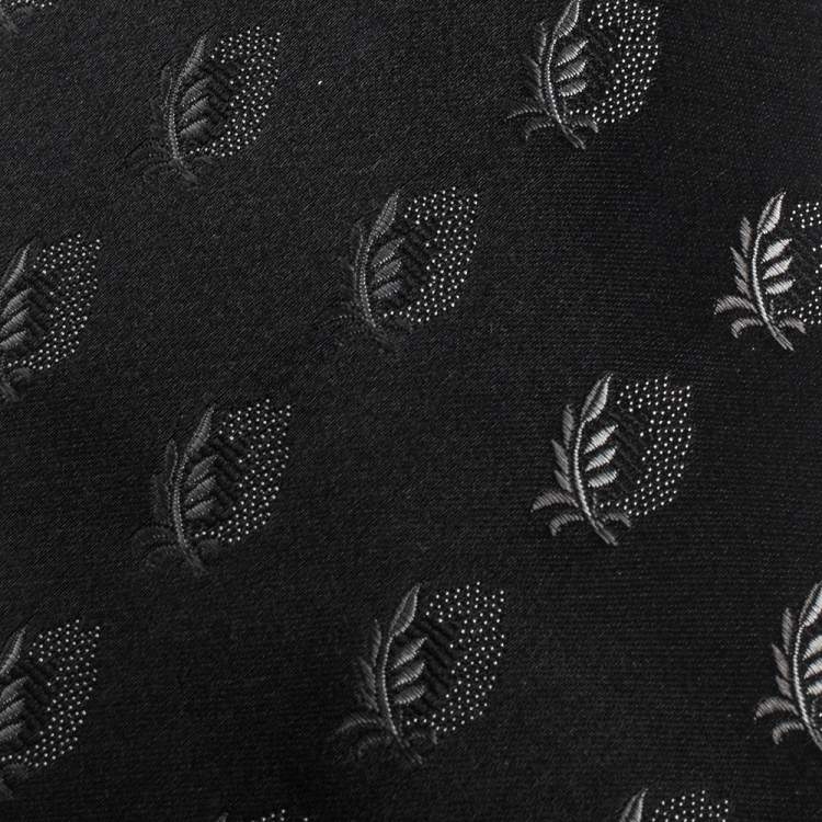 Pre Owned Valentino Black Floral Silk Jacquard Traditional Tie 