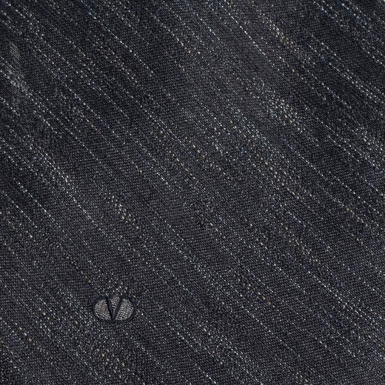 Pre Owned Valentino Vintage Navy Blue Abstract Diagonal Pattern Silk Tie