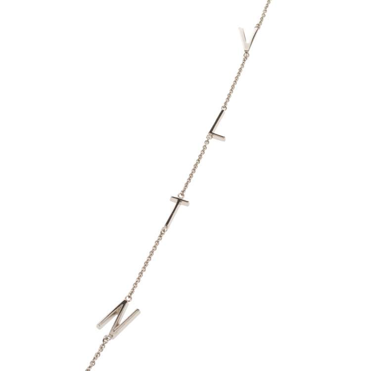 Pre Owned Valentino Silver Tone VLTN Charm Necklace