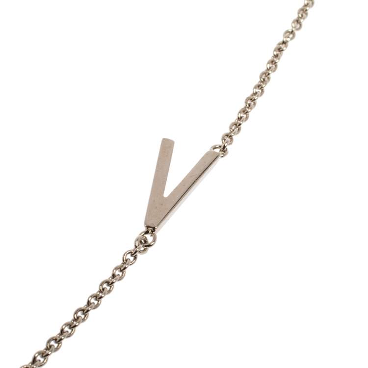 Pre Owned Valentino Silver Tone VLTN Charm Necklace