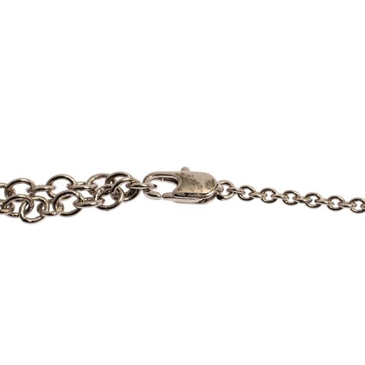Pre Owned Valentino Silver Tone VLTN Charm Necklace