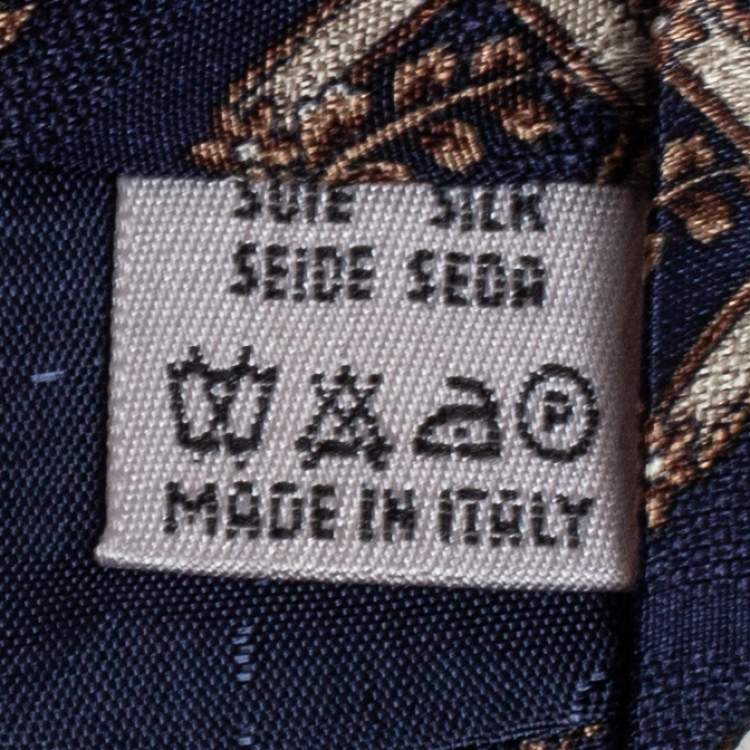 Pre Owned Valentino Vintage Dark Blue Printed Silk Tie