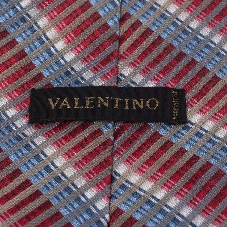 Pre Owned Valentino Vintage Multicolor Ombre Diagonal Striped Silk Tie