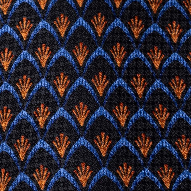 Pre Owned Valentino Black Printed Traditional Silk Tie