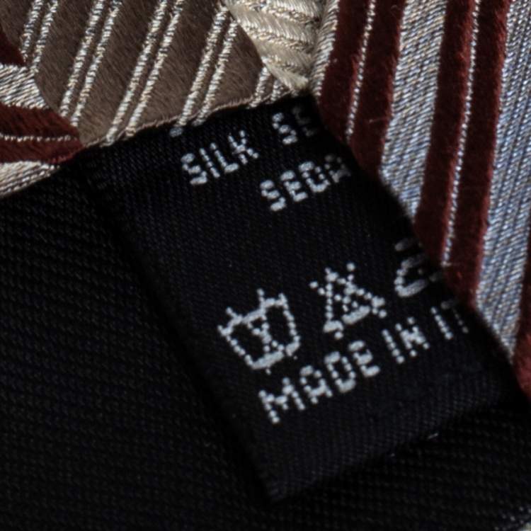 Pre Owned Valentino Brown Diagonal Striped Traditional Silk Tie