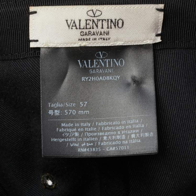 Pre Owned Valentino Green Logo Embroidered Cotton Canvas Cap