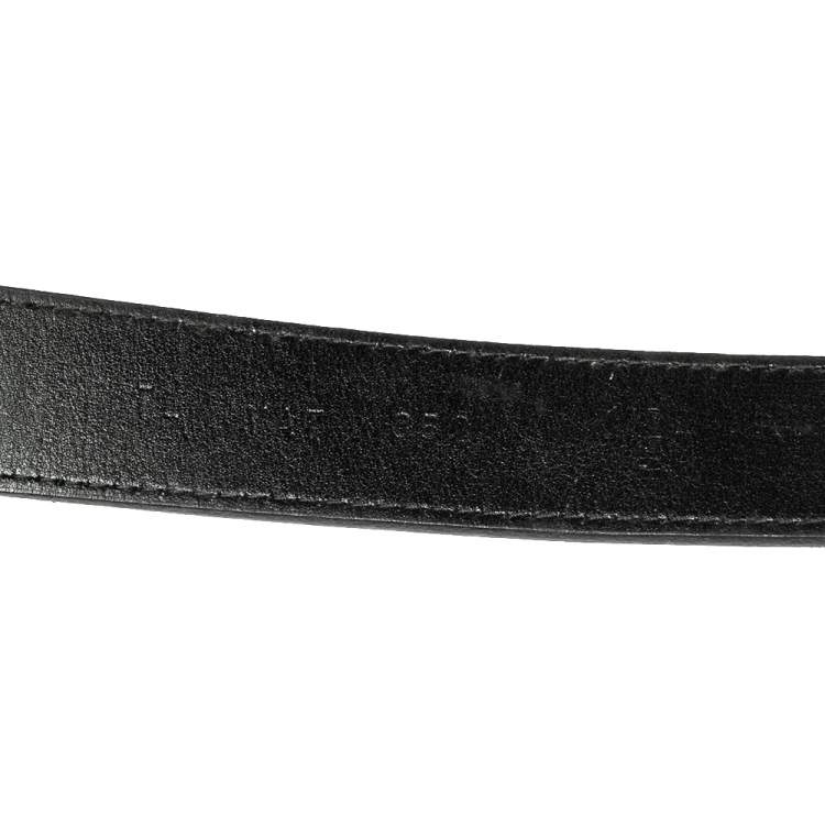 Pre Owned Valentino Tan/Black Leather V Logo Reversible Buckle Belt 105CM
