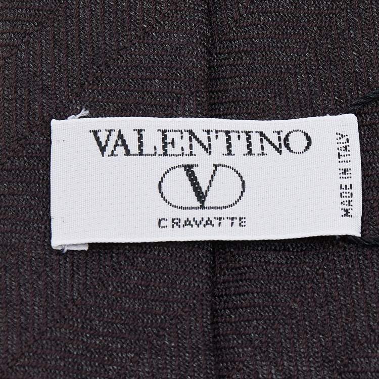 Pre Owned Valentino Brown Chevron Cashmere Tie