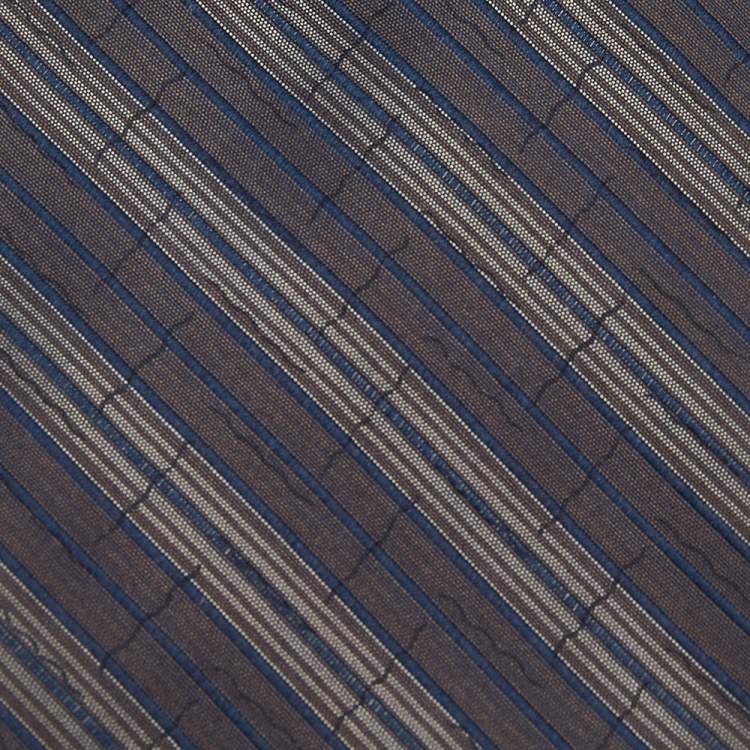 Pre Owned Valentino Brown Striped Silk Tie