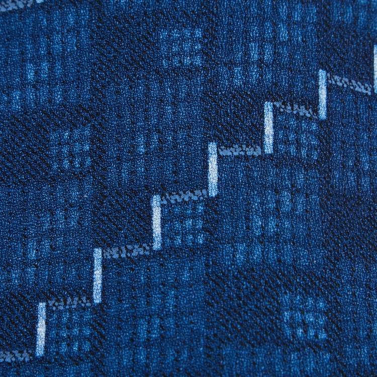 Pre Owned Valentino Navy Blue Printed Silk Tie