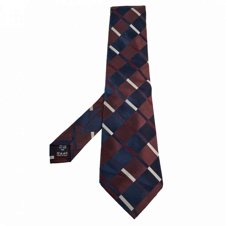 Pre Owned Valentino Navy Blue Patterned Silk Jacquard Tie