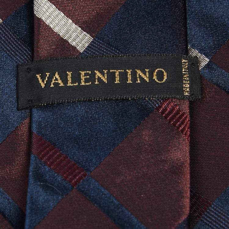 Pre Owned Valentino Navy Blue Patterned Silk Jacquard Tie