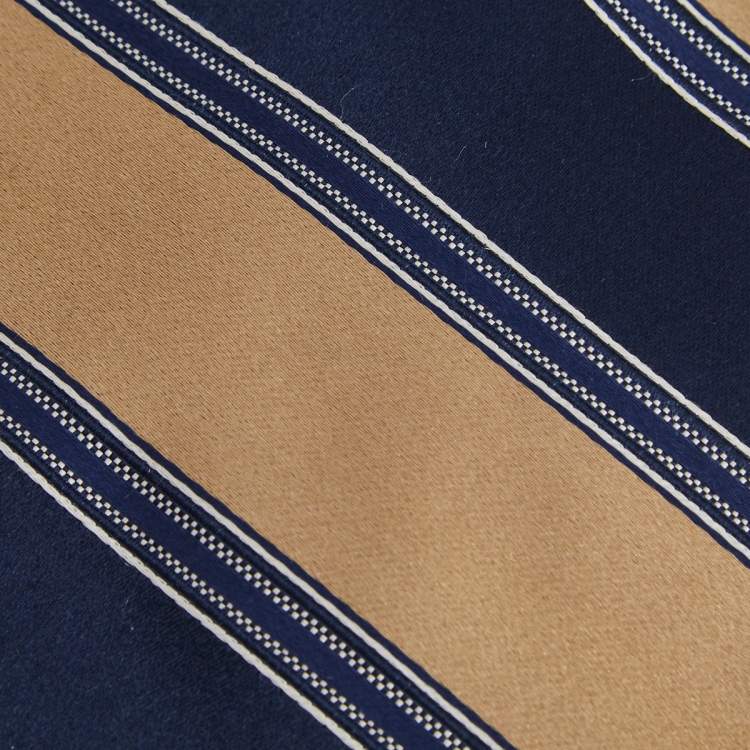 Pre Owned Valentino Vintage Gold & Blue Striped Silk Tie